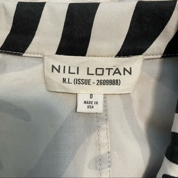 NILI Lotan Zebra Print White & Black Addison Blazer Cotton Blend 0 - Picture 7 of 9